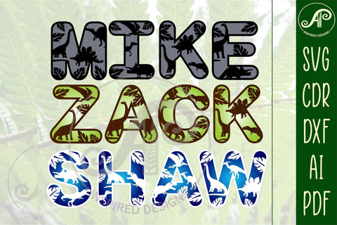 Dinosaur alphabet set. 2 layer letters. 47 letter options SVG file vector file ai, cdr, dxf and pdf instant. dino letters, dinosaur SVG APInspireddesigns 