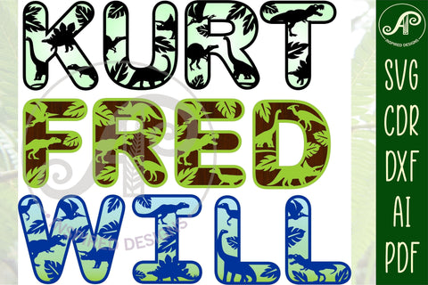 Dinosaur alphabet set. 2 layer letters. 47 letter options SVG file vector file ai, cdr, dxf and pdf instant. dino letters, dinosaur SVG APInspireddesigns 