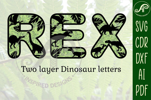 Dinosaur alphabet set. 2 layer letters. 47 letter options SVG file vector file ai, cdr, dxf and pdf instant. dino letters, dinosaur SVG APInspireddesigns 