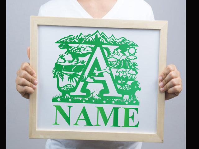 Dinosaur Alphabets A Paper cut SVG Johan Ru designs 