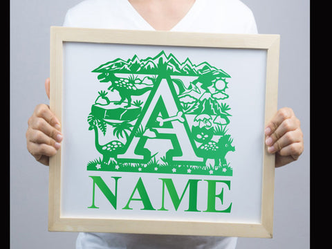 Dinosaur Alphabets A Paper cut SVG Johan Ru designs 