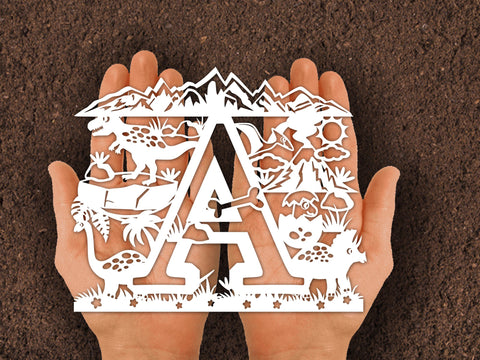 Dinosaur Alphabets A Paper cut SVG Johan Ru designs 