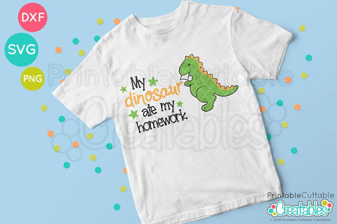 Dinosaur Ate My Homework SVG Printable Cuttable Creatables 