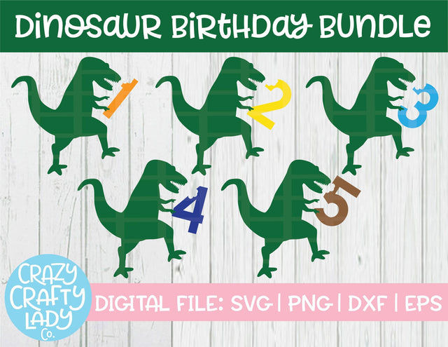 Dinosaur Birthday Bundle SVG Crazy Crafty Lady Co.