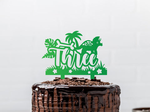 Dinosaur Birthday Cake topper Three SVG Johan Ru designs 