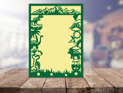 Dinosaur Birthday card Paper cut SVG Johan Ru designs 