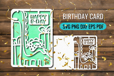 Dinosaur Birthday Card Papercut SVG SVG SvgOcean 