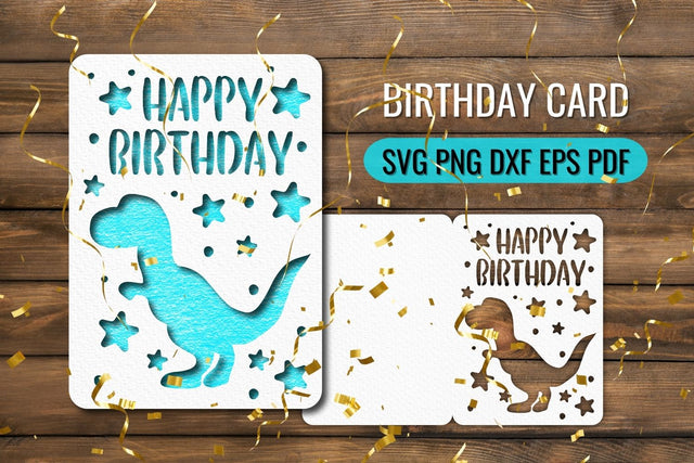 Dinosaur Birthday Card Papercut SVG SVG SvgOcean 