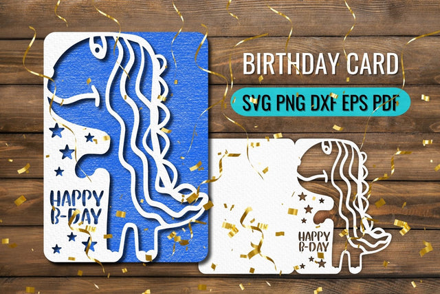Dinosaur Birthday Card Papercut SVG SVG SvgOcean 
