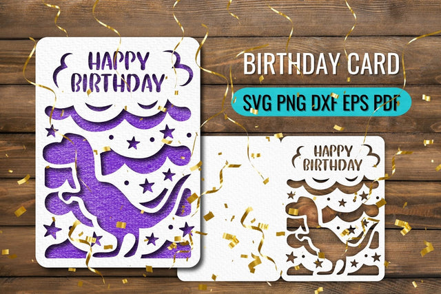 Dinosaur Birthday Card Papercut SVG SVG SvgOcean 