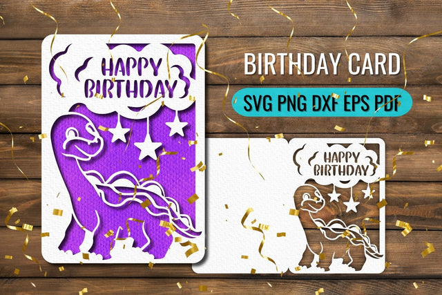 Dinosaur Birthday Card Papercut SVG SVG SvgOcean 
