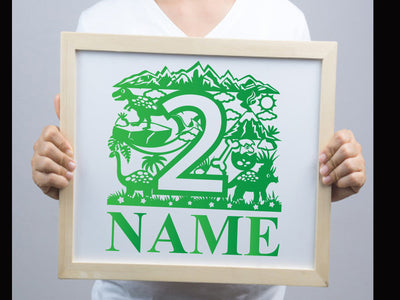 Dinosaur Birthday number Paper cut Two SVG Johan Ru designs 