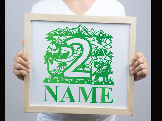Dinosaur Birthday number Paper cut Two SVG Johan Ru designs 