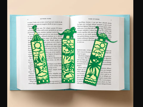 Dinosaur Bookmark Paper cut SVG Johan Ru designs 