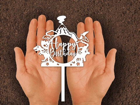 Dinosaur Cake Topper Paper cut SVG Johan Ru designs 