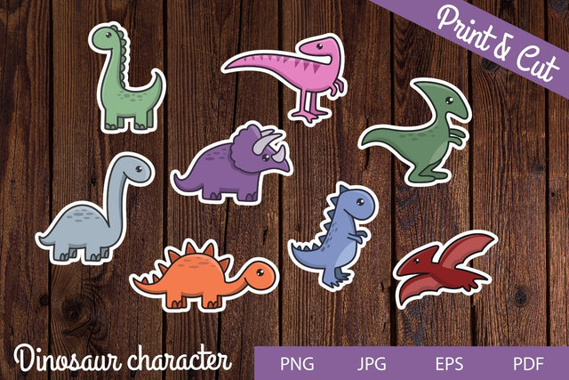 Dinosaur Characters Printable Stickers Design Sublimation dadan_pm 
