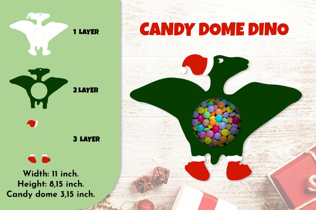 Dinosaur christmas candy dome svg Christmas party gift SVG Angelina Semenova 