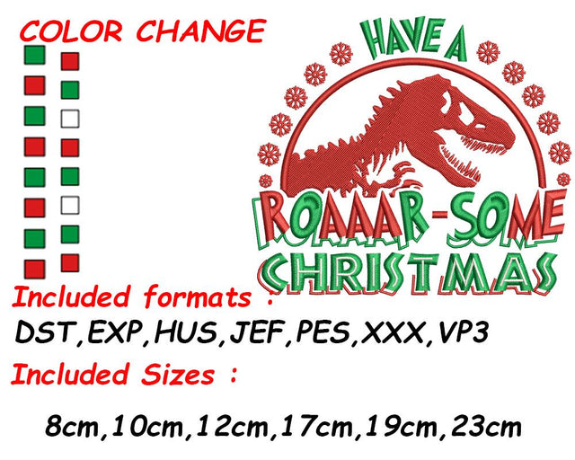 Dinosaur Christmas, T-Rex Gift, Dinosaur Embroidery, Kids Christmas, Kids Embroidery, Christmas Dinosaur Embroidery/Applique DESIGNS SVG Digital Designer 