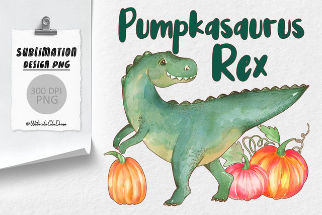 Dinosaur Fall PNG | Autumn Sublimation Design Sublimation WatercolorColorDream 