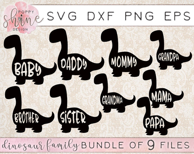Dinosaur Family Bundle SVG Poppy Shine Design