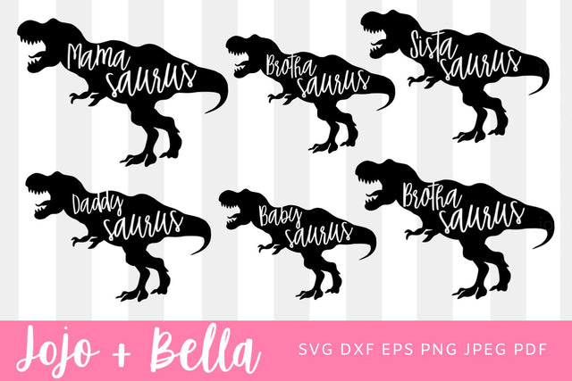 Dinosaur Family SVG Bundle 5 designs, Mamasaurus svg, Babysaurus Svg, Daddysaurus Svg, Sistasaurus Svg, Brothersaurus Svg, Family Svg Files SVG Jojo&Bella 