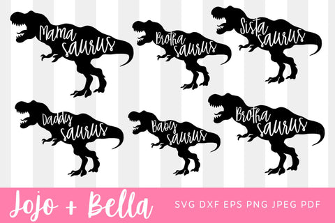 Dinosaur Family SVG Bundle 5 designs, Mamasaurus svg, Babysaurus Svg, Daddysaurus Svg, Sistasaurus Svg, Brothersaurus Svg, Family Svg Files SVG Jojo&Bella 