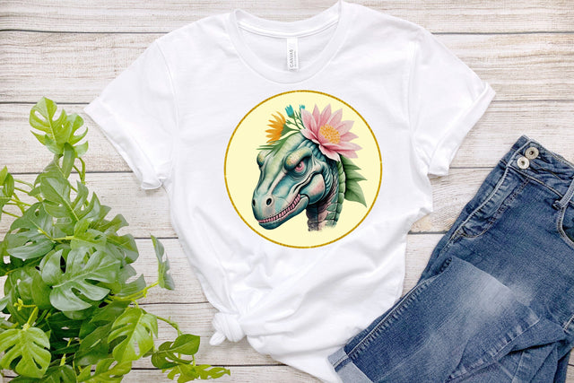 Dinosaur flower sublimation | Dinosaur t shirt design Sublimation Svetana Studio 