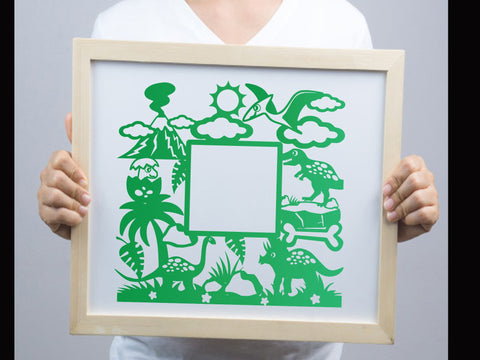 Dinosaur Frame Paper cut SVG Johan Ru designs 