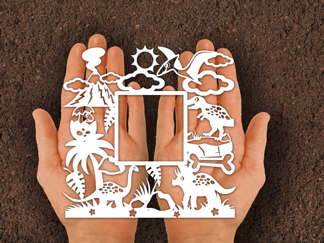 Dinosaur Frame Paper cut SVG Johan Ru designs 