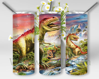 Dinosaur Full Tumbler Wrap, Jurassic Park 20oz Skinny Tumbler, Dinosaur Sublimation Design for Straight, Instant Download Sublimation WillowSageDesign 