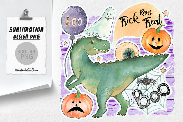 Dinosaur Halloween Sublimation Sublimation WatercolorColorDream 