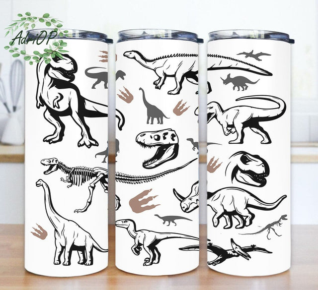 Dinosaur Kids 20oz Skinny Tumbler, Dinosaur Skull Tumbler Design, Dino Sublimation Design, Digital Download Sublimation AdriOP 