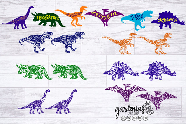 Dinosaur Mandala Bundle SVG Gardenias Art Shop