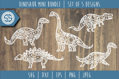 Dinosaur Mandala Zentangle Bundle - Set of 5 SVG SavoringSurprises 
