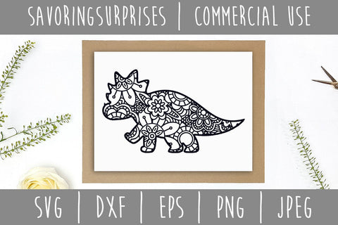 Dinosaur Mandala Zentangle SVG SVG SavoringSurprises 