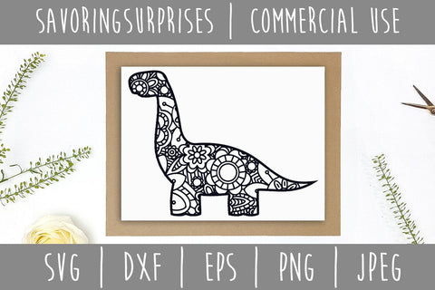 Dinosaur Mandala Zentangle SVG SVG SavoringSurprises 