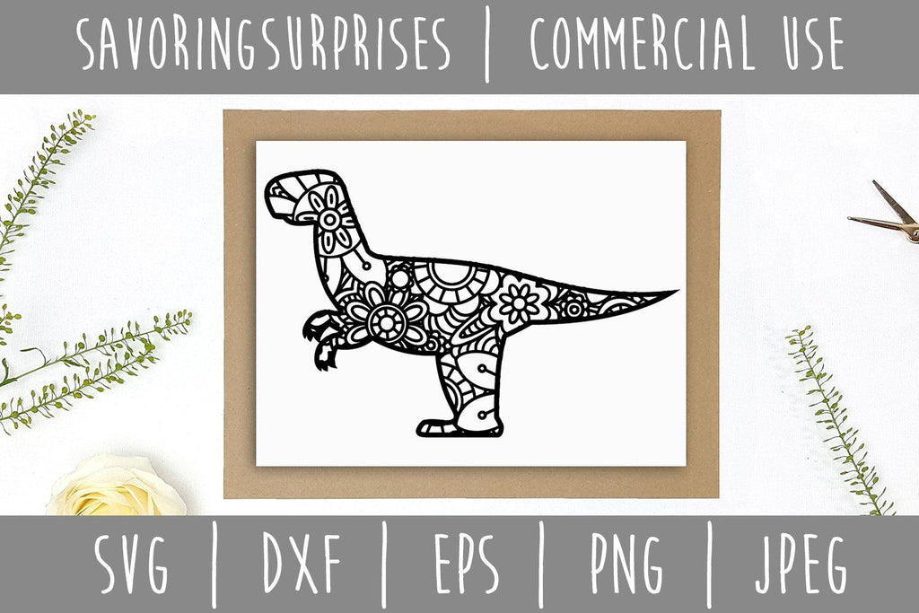 Dinosaur Mandala Zentangle SVG - So Fontsy