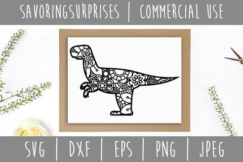 Dinosaur Mandala Zentangle SVG SVG SavoringSurprises 
