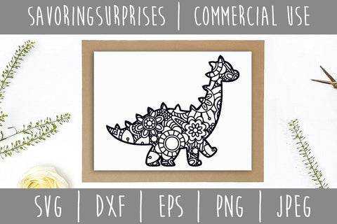 Dinosaur Mandala Zentangle SVG SVG SavoringSurprises 