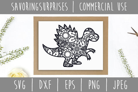 Dinosaur Mandala Zentangle SVG SVG SavoringSurprises 