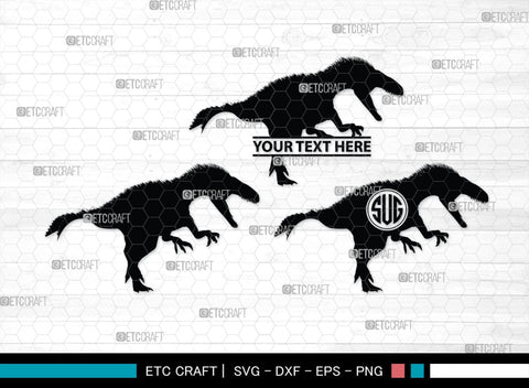 Dinosaur Monogram, Dinosaur Silhouette, Dinosaur SVG, Raptor Dinosaur Svg, Tyrannosaurus Svg, Trex Svg, SB00252 SVG ETC Craft 