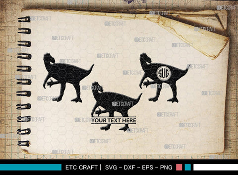 Dinosaur Monogram, Dinosaur Silhouette, Dinosaur SVG, Raptor Dinosaur Svg, Tyrannosaurus Svg, Trex Svg, SB00252 SVG ETC Craft 