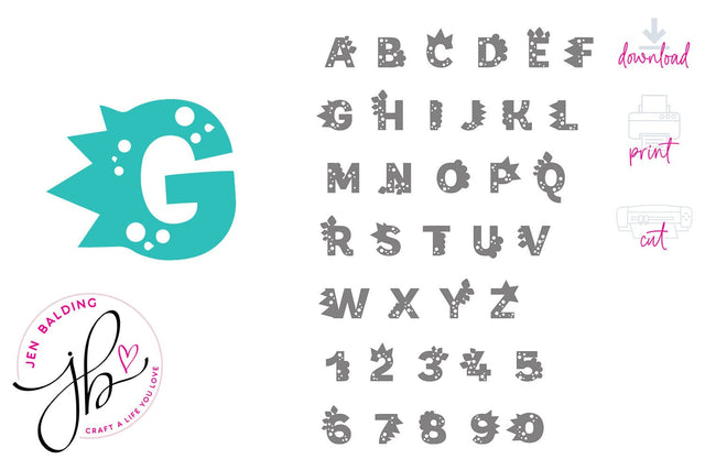 Dinosaur Monogram SVG l Dinosaur Alphabet SVG Jen Balding 