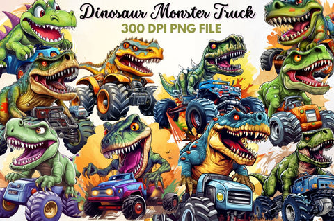 Dinosaur Monster Truck Clipart Sublimation Regulrcrative 