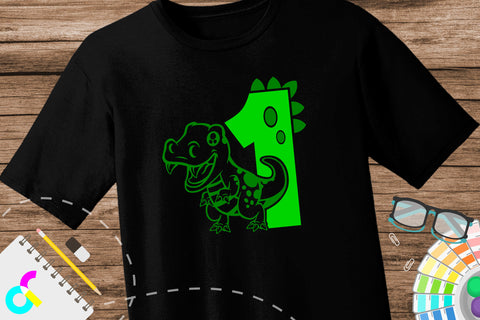 Dinosaur number 1 svg, one SVG Artinrhythm shop 