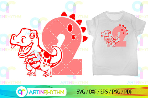 Dinosaur number 2 svg, two SVG Artinrhythm shop 