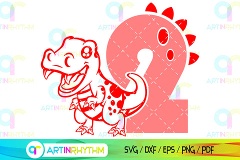 Dinosaur number 2 svg, two SVG Artinrhythm shop 