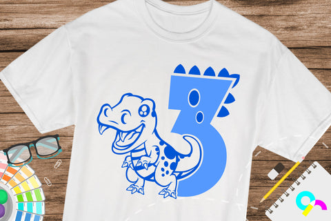 Dinosaur number 3 svg, three SVG Artinrhythm shop 