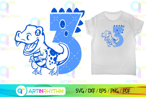 Dinosaur number 3 svg, three SVG Artinrhythm shop 