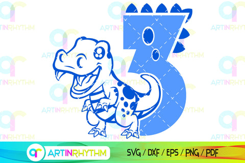 Dinosaur number 3 svg, three SVG Artinrhythm shop 